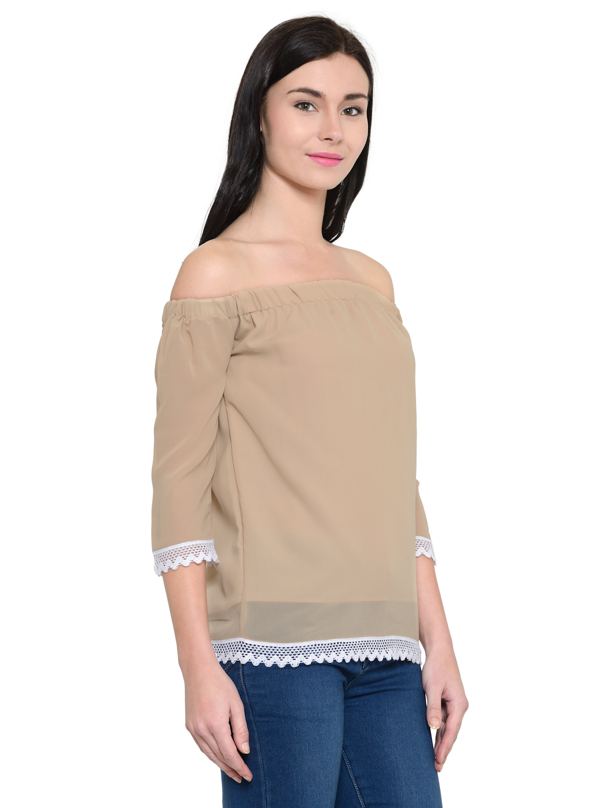 Off shoulder Hem lace top